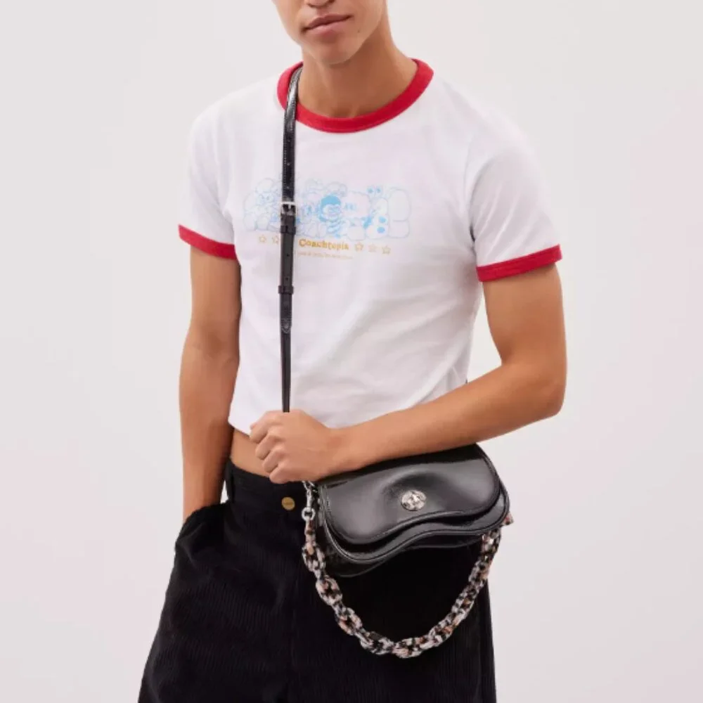 Wavy Dinky Bag With Crossbody Strap In Crinkled Patent Coachtopia Leather